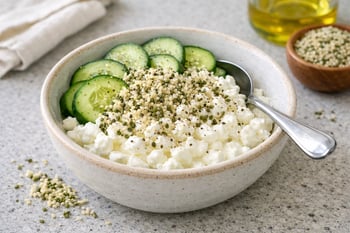 Savory Cottage Cheese Bowl with Cucumber & Hemp Hearts
